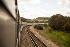 Looking down the length of the train on a rare bend in the track.