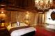 bedroom with chandelier